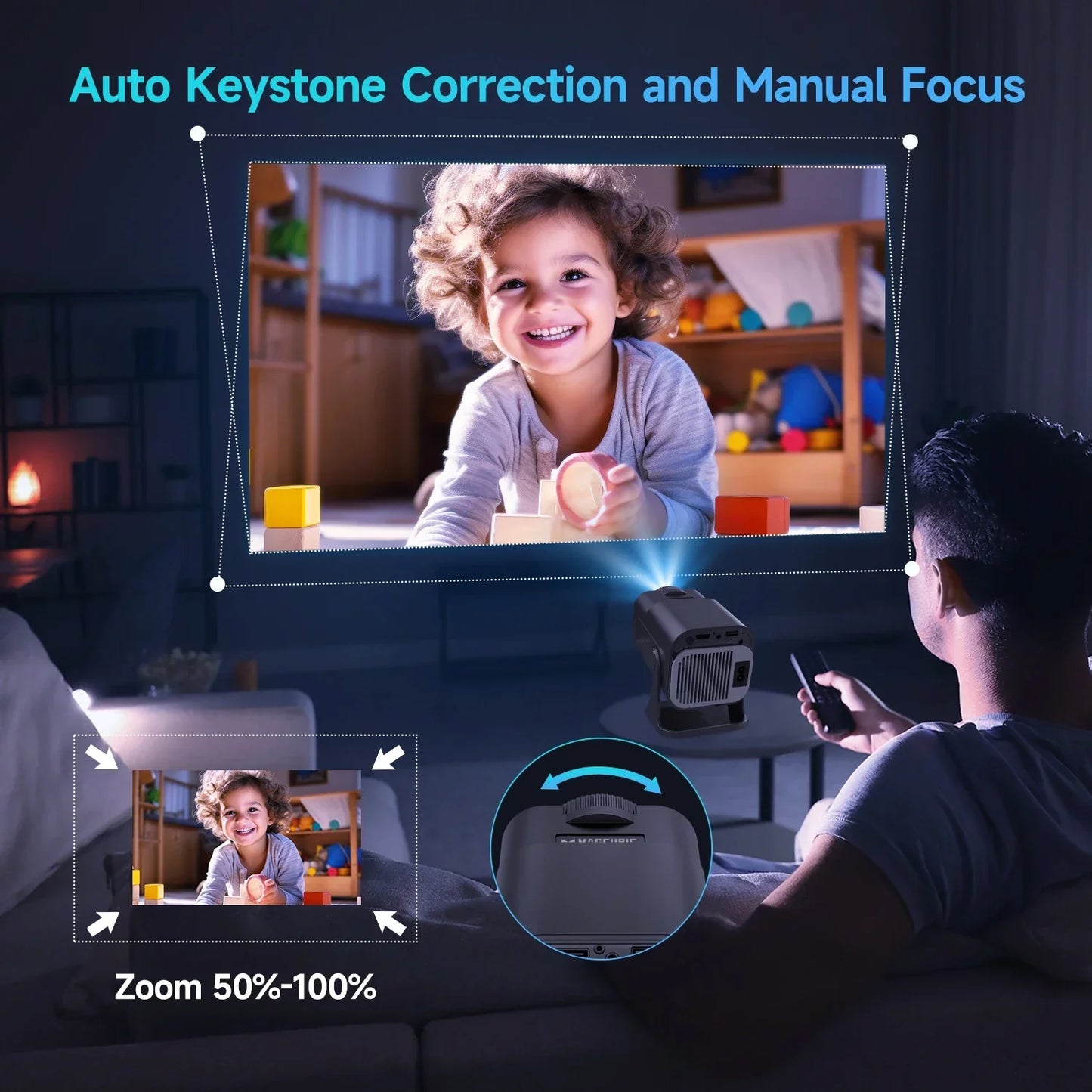 Mini Smart Projector | Android 11 | 720P | WiFi 6 | Zwart