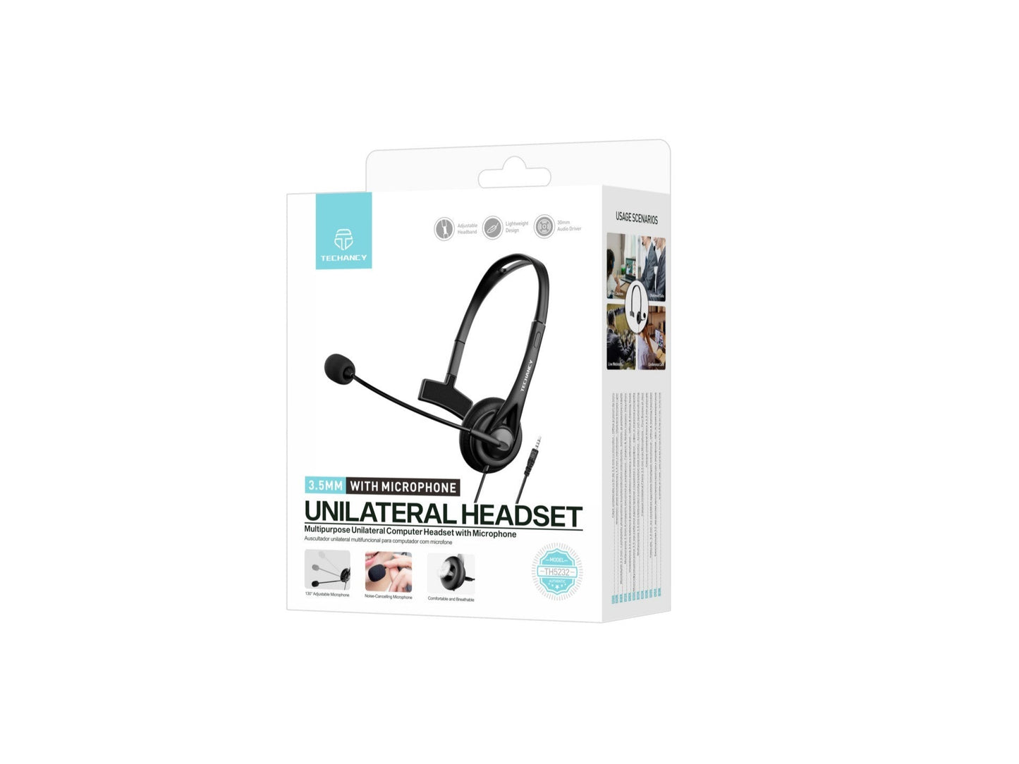 Techancy TH5232 Mono Headset | 3.5mm | Ruisonderdrukkend Microfoon